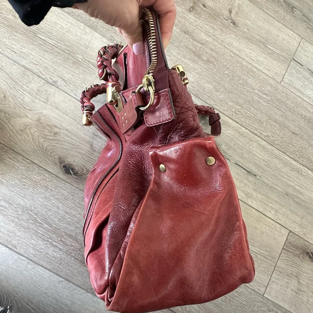 Chloe Deep Red Leather Shoulder Bag